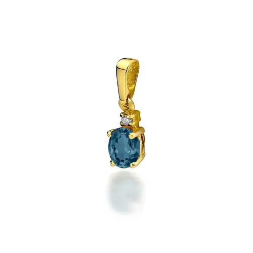 Złota zawieszka z topazem London Blue 0,50ct i brylantem 0,0145ct Z0001