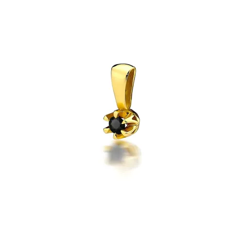 Złota zawieszka z czarnym diamentem 0,12ct Z0032