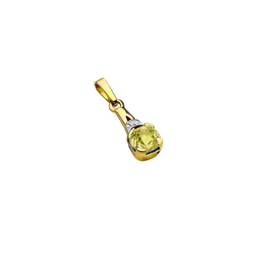 Złota zawieszka z oliwinem 1,00ct i brylantem 0,005ct Z0040