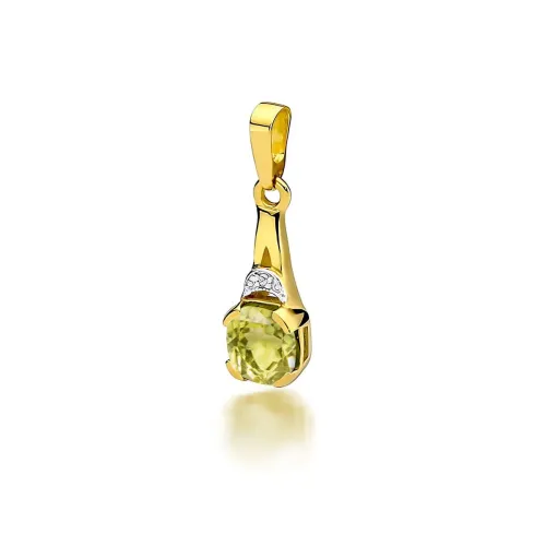 Złota zawieszka z oliwinem 1,00ct i brylantem 0,005ct Z0040