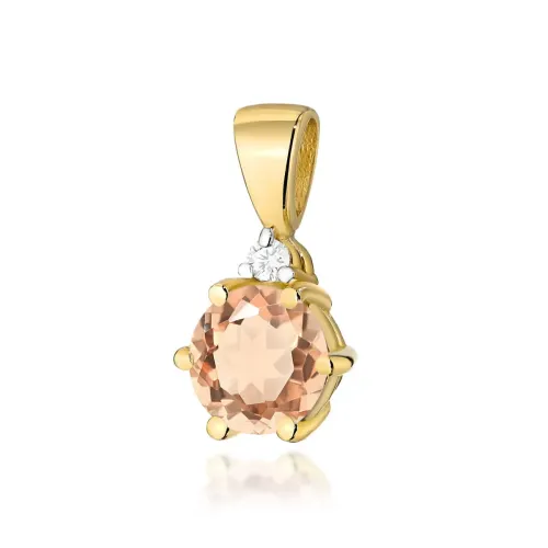 Złota zawieszka z morganitem 0,40ct i brylantem 0,015ct Z0076