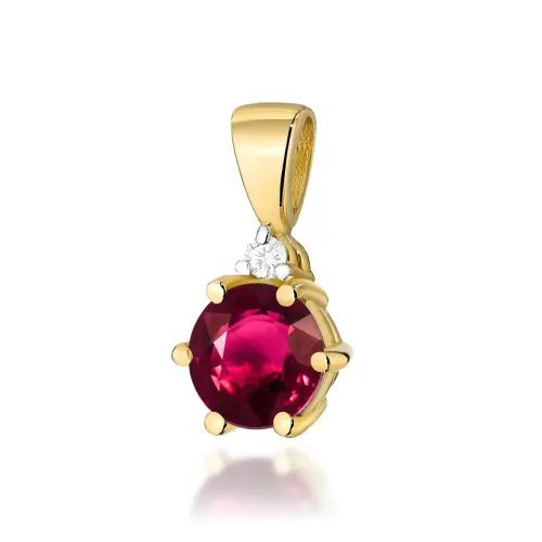 Złota zawieszka z rubinem 0,60ct i brylantem 0,015ct Z0076