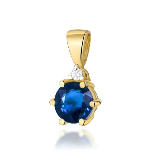 Złota zawieszka z szafirem 0,50ct i brylantem 0,15ct Z0076