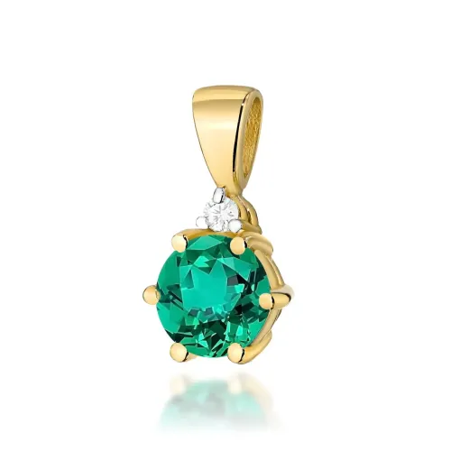 Złota zawieszka ze szmaragdem 0,50ct i brylantem 0,15ct Z0076