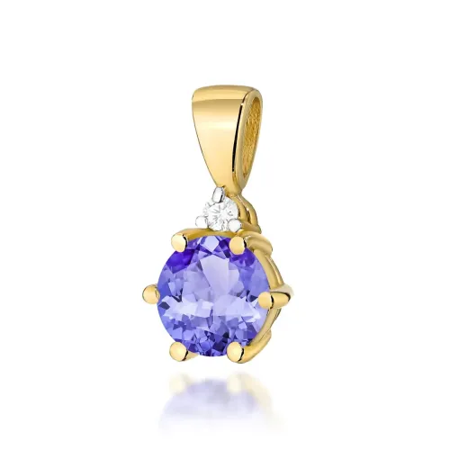 Złota zawieszka z tanzanitem 0,50ct i brylantem 0,015ct Z0076