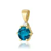 Złota zawieszka z topazem London Blue 0,50ct i brylantami 0,015ct Z0076