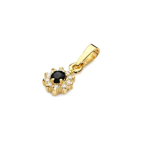 Złota zawieszka z czarnym diamentem 0,12ct i brylantami 0,086ct Z0185
