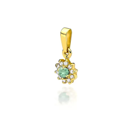 Złota zawieszka ze szmaragdem 0,15ct i brylantami 0,086ct Z0185