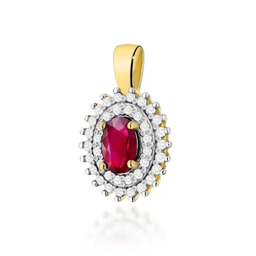 Złota zawieszka z rubinem 0,60ct i brylantami 0,195ct Z0303