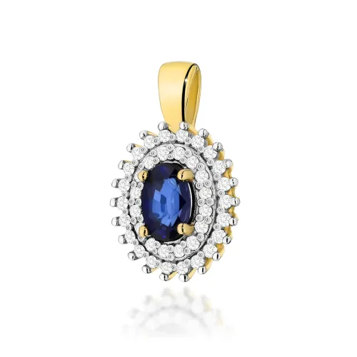 Złota zawieszka z szafirem 0,70ct i brylantami 0,195ct Z0303