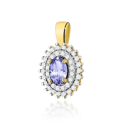 Złota zawieszka z tanzanitem 0,40ct i brylantami 0,195ct Z0303