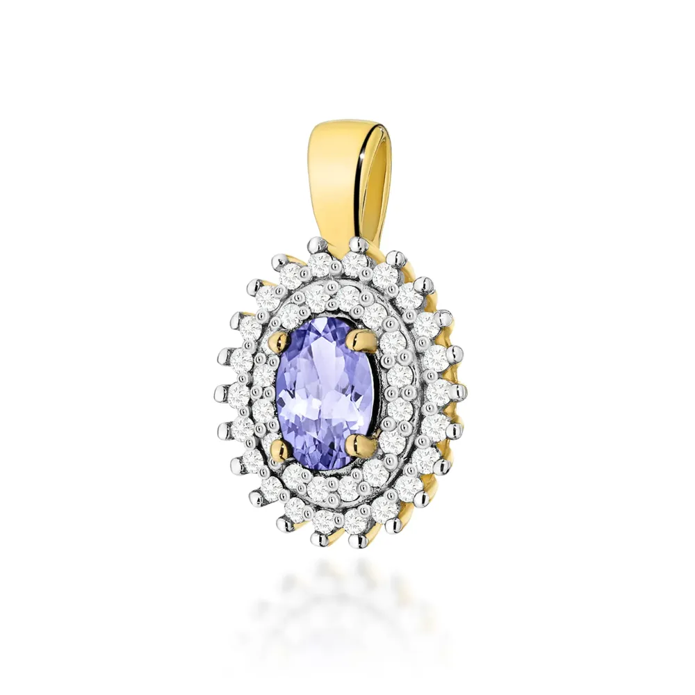 Złota zawieszka z tanzanitem 0,40ct i brylantami 0,195ct Z0303