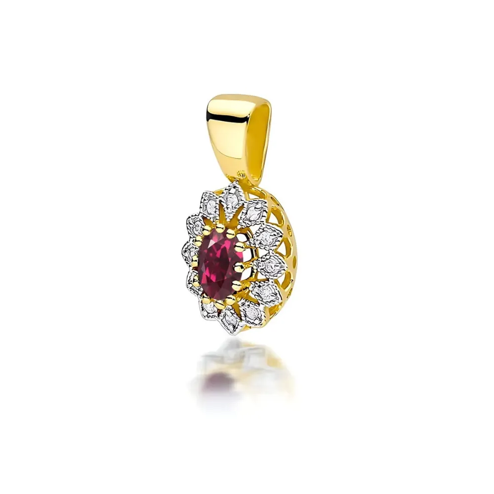 Złota zawieszka z rodolitem 0,50ct i brylantami 0,103ct Z0354