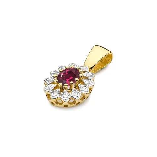 Złota zawieszka z rodolitem 0,50ct i brylantami 0,103ct Z0354