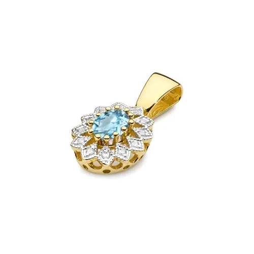 Złota zawieszka z topazem 0,50ct i brylantami 0,103ct Z0354