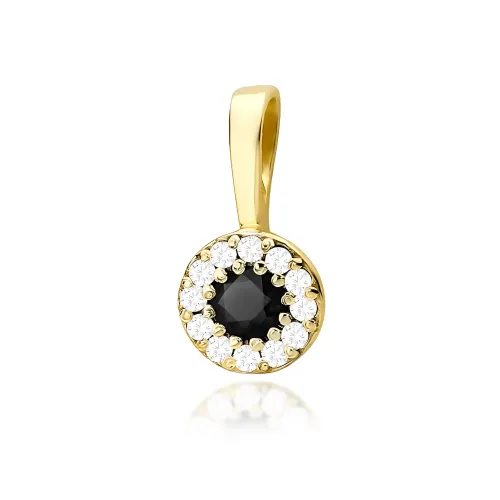 Złota zawieszka z czarnym diamentem 0,12ct i brylantami 0,103ct Z0443