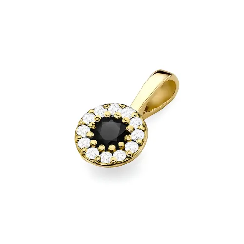 Złota zawieszka z czarnym diamentem 0,12ct i brylantami 0,103ct Z0443