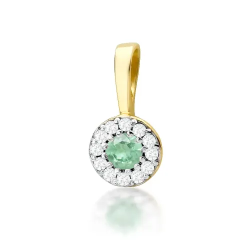 Złota zawieszka ze szmaragdem 0,15ct i brylantami 0,103ct Z0443