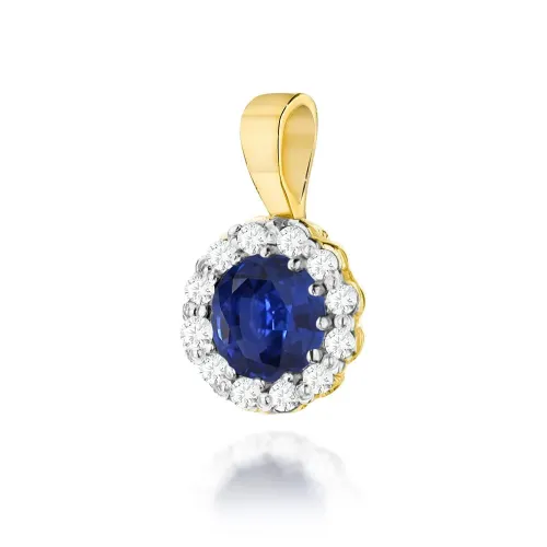 Złota zawieszka z szafirem 0,50ct i brylantami 0,103ct Z0510
