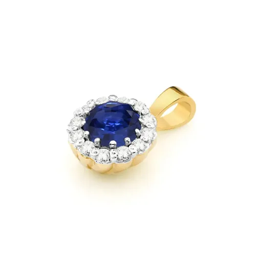 Złota zawieszka z szafirem 0,50ct i brylantami 0,103ct Z0510