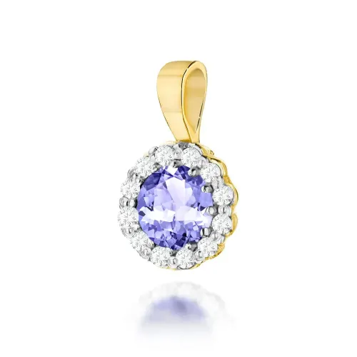Złota zawieszka z tanzanitem 0,50ct i brylantami 0,103ct Z0510