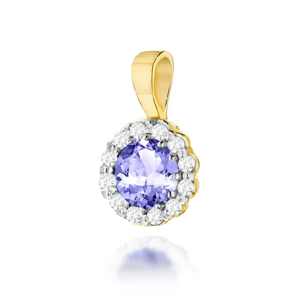 Złota zawieszka z tanzanitem 0,50ct i brylantami 0,103ct Z0510
