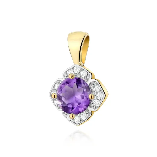 Złota zawieszka z ametystem 0,50ct i brylantami 0,06ct Z0571