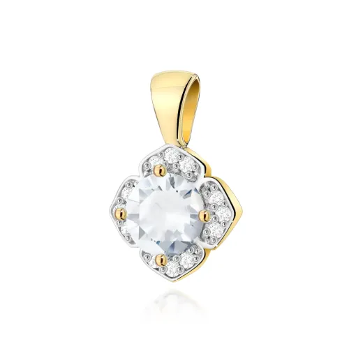 Złota zawieszka z białym szafirem 0,60ct i brylantami 0,06ct Z0571