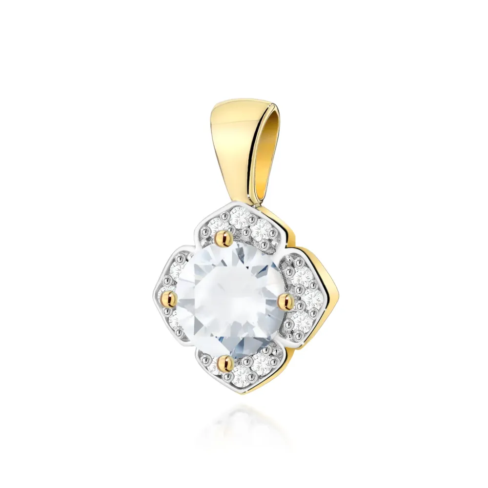 Złota zawieszka z białym szafirem 0,60ct i brylantami 0,06ct Z0571