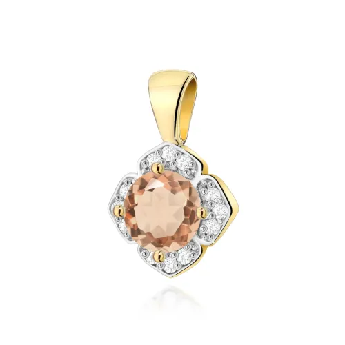 Złota zawieszka z morganitem 0,40ct i brylantami 0,06ct Z0571