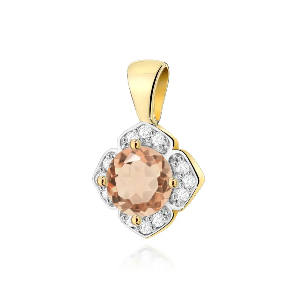 Złota zawieszka z morganitem 0,40ct i brylantami 0,06ct Z0571
