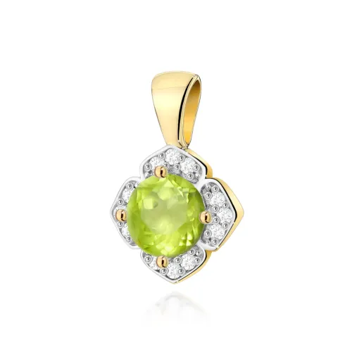 Złota zawieszka z oliwinem 0,60ct i brylantami 0,06ct Z0571