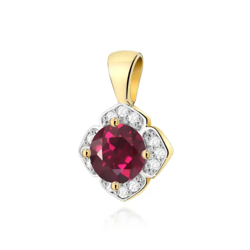 Złota zawieszka z rodolitem 0,60ct i brylantami 0,06ct Z0571