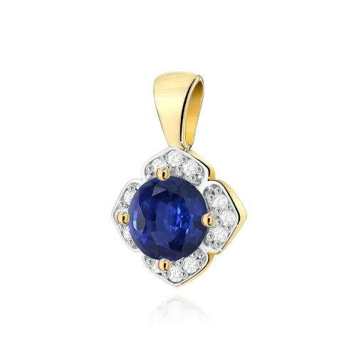 Złota zawieszka z szafirem 0,50ct i brylantami 0,06ct Z0571