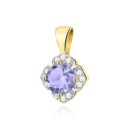 Złota zawieszka z tanzanitem 0,50ct i brylantami 0,06ct Z0571