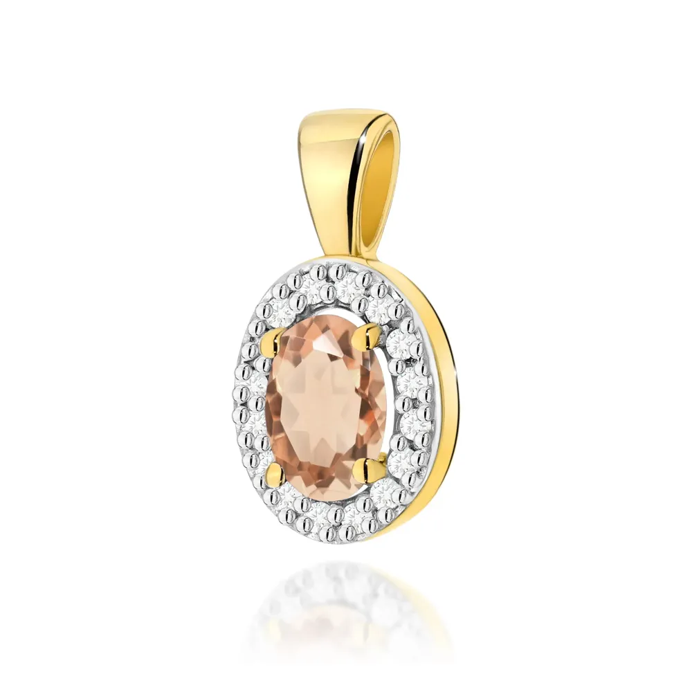 Złota zawieszka z morganitem 0,40ct i brylantami 0,08ct Z0574