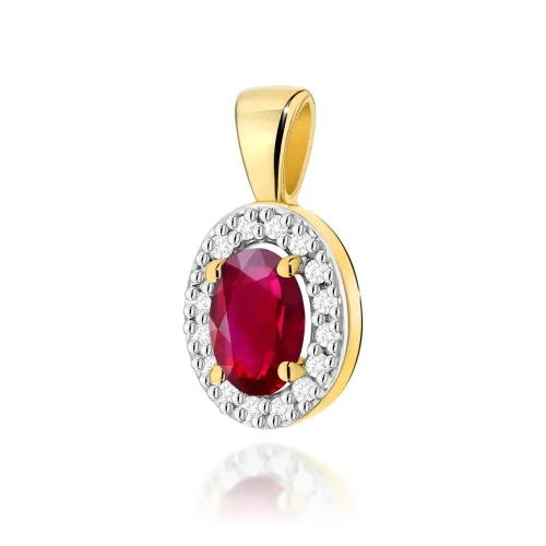 Złota zawieszka z rubinem 0,60ct i brylantami 0,08ct Z0574