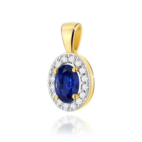 Złota zawieszka z szafirem 0,70ct i brylantami 0,08ct Z0574