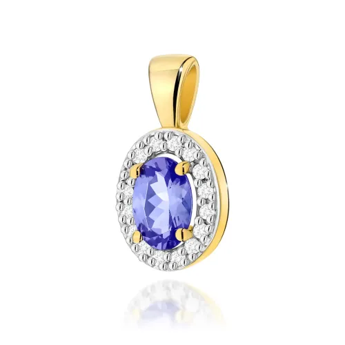 Złota zawieszka z tanzanitem 0,40ct i brylantami 0,08ct Z0574