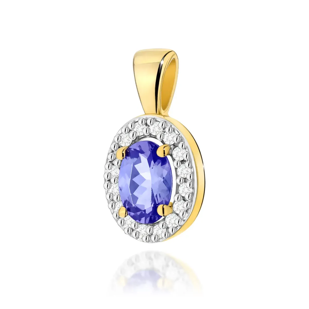 Złota zawieszka z tanzanitem 0,40ct i brylantami 0,08ct Z0574