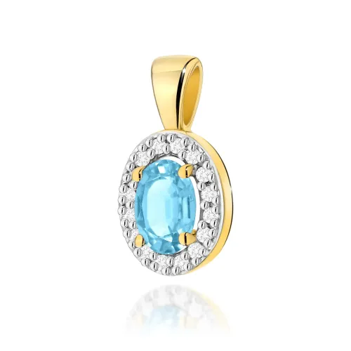Złota zawieszka z topazem 0,50ct i brylantami 0,08ct Z0574