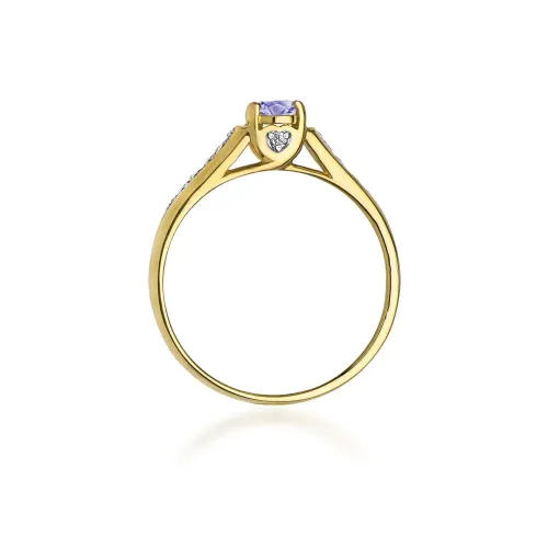 Złoty pierścionek z tanzanitem 0,35ct i brylantami 0,103ct W0016