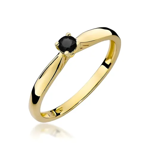 Złoty pierścionek czarnym diamentem 0,12ct W0045