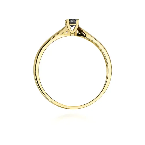 Złoty pierścionek czarnym diamentem 0,12ct W0045