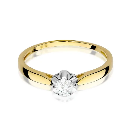 Złoty pierścionek z diamentem laboratoryjnym 0,15ct W0062