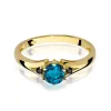 Złoty pierścionek z Topazem London Blue 0,50ct i czarnymi diamentami 0,029ct W0076