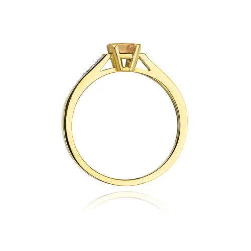 Złoty pierścionek z cytrynem 0,60ct i brylantami 0,04ct W0078