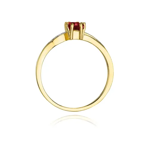 Złoty pierścionek z rubinem 0,80ct i brylantami 0,03ct W0094