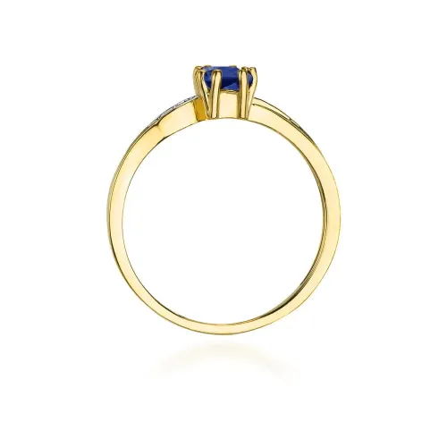 Złoty pierścionek z szafirem 0,60ct i brylantami 0,03ct W0094