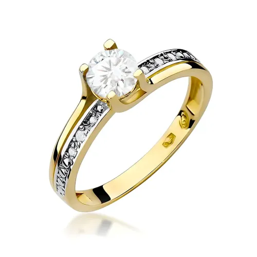 Złoty pierścionek z białym szafirem 0,60ct i brylantami 0,03ct W0106